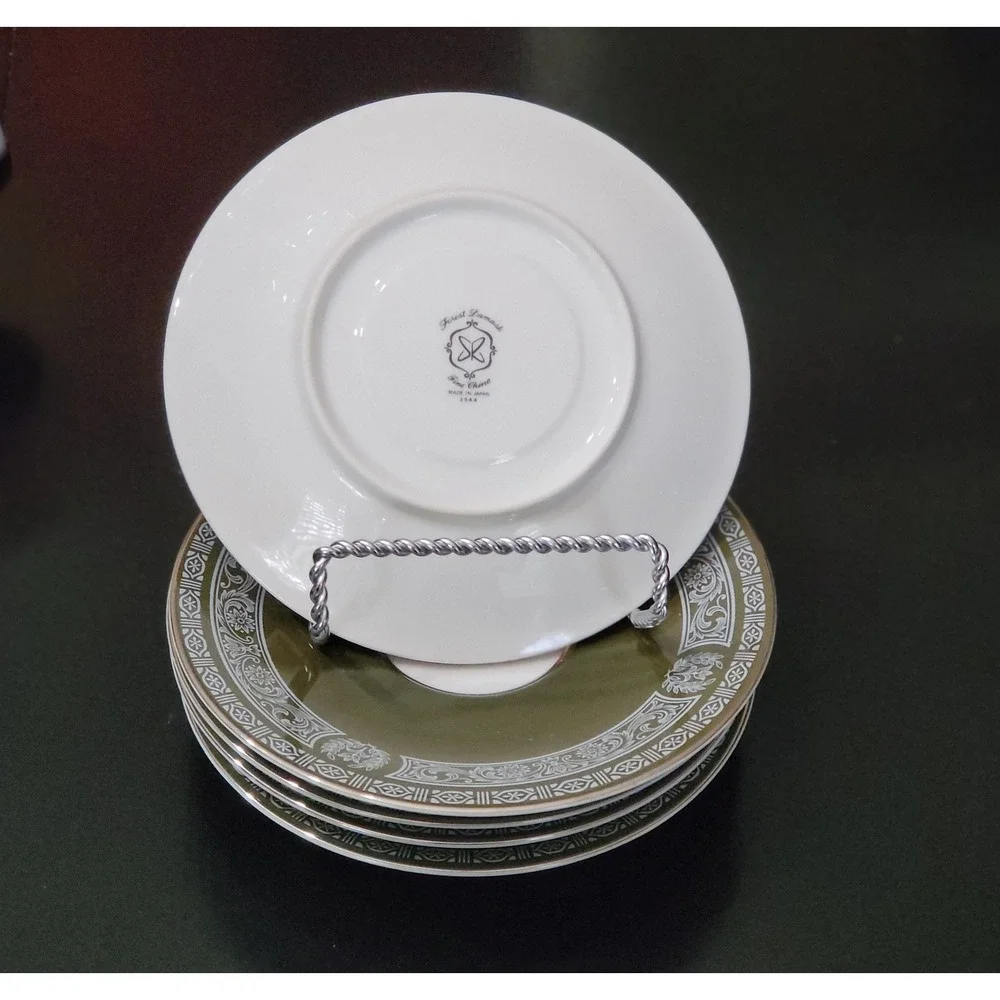 Forest Damask Saucer, Handcrafted Ceramic Saucer with Enchanting Woodland Design